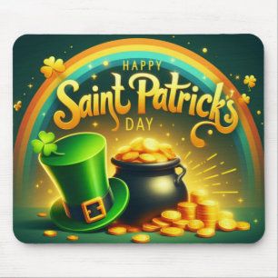 Colourful rainbow gold Saint Patrick's Day Mouse Pad