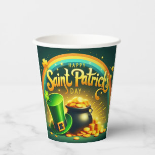 Colourful rainbow gold Saint Patrick's Day Paper Cups