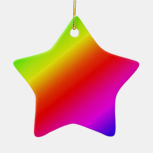 Colourful Rainbow Gradient Diagonal Blend Ceramic Ornament