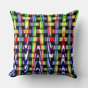 Colourful Rainbow Green Red Yellow Blue Wave Pillo Throw Pillow