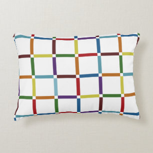 Colourful Rainbow Grid with Negative Space Accent Pillow