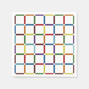 Colourful Rainbow Grid with Negative Space Napkin