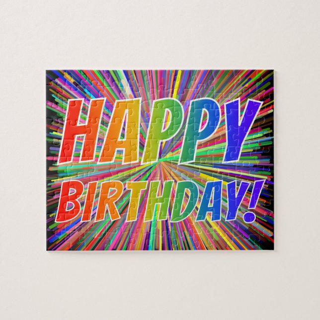 Colourful Rainbow "HAPPY BIRTHDAY!" Line Burst Jigsaw Puzzle (Horizontal)