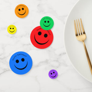 Colourful Rainbow Happy Face Birthday Confetti