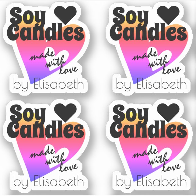 Colourful Rainbow Heart Made with Love Soy Candles (Front)