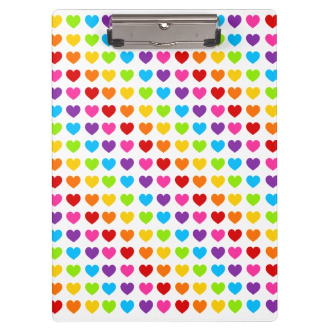 Colourful Rainbow Heart pattern  Clipboard (Front)