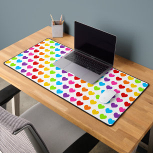 Colourful Rainbow Heart pattern  Desk Mat