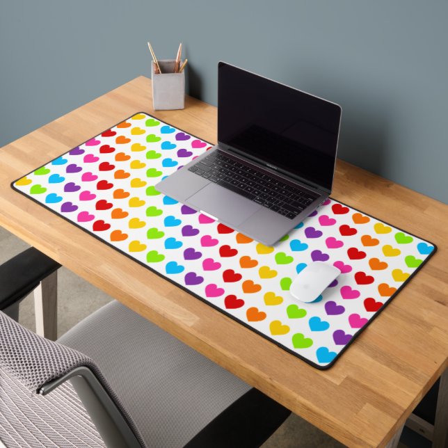 Colourful Rainbow Heart pattern  Desk Mat (Office 2)