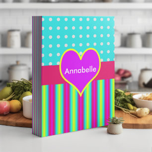 Colourful Rainbow Heart Striped Polka Dots Binder