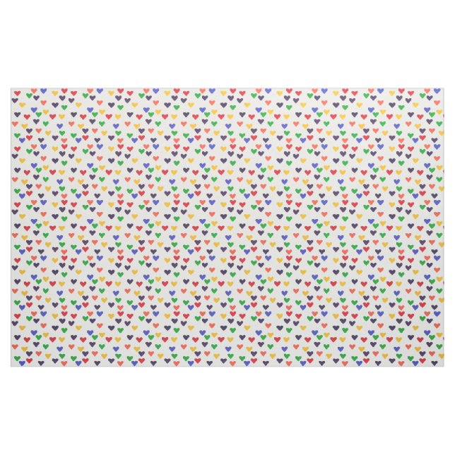 Colourful Rainbow Hearts Choose Background Colour Fabric (Fat Quarter)