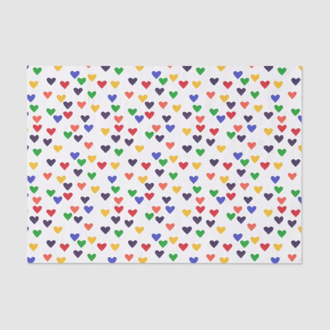 Colourful Rainbow Hearts Decorative Tissue Paper (Front)