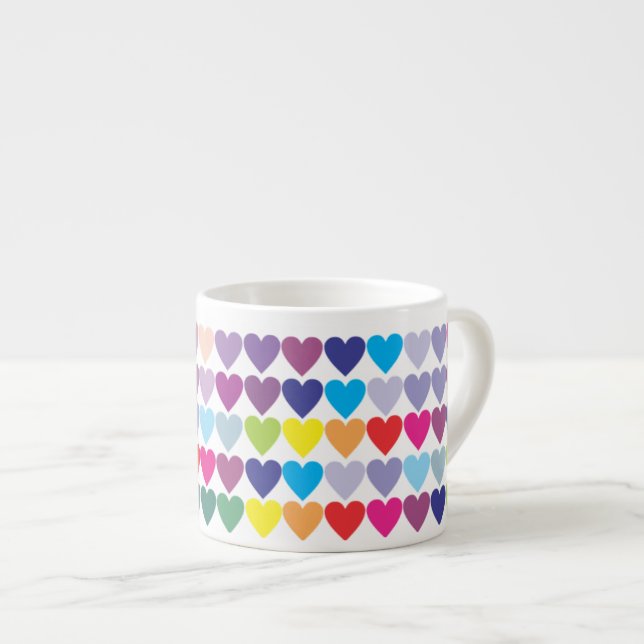 Colourful Rainbow Hearts Pattern  Espresso Cup (Front Right)