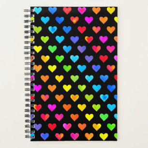 Colourful Rainbow Hearts Stripe Pattern Planner
