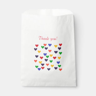Colourful Rainbow Hearts Thank you Favour Bags