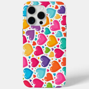 Colourful rainbow hearts Valentines iPhone 15 Pro Max Case