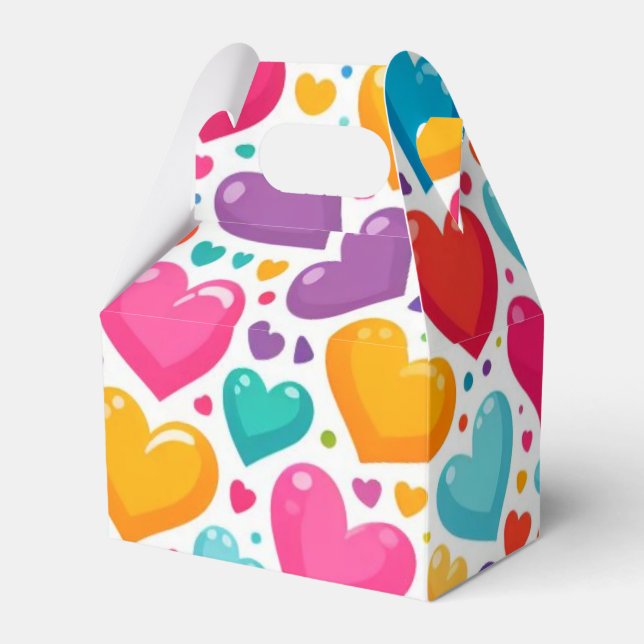 Colourful rainbow hearts Valentines Favor Box (Front Side)