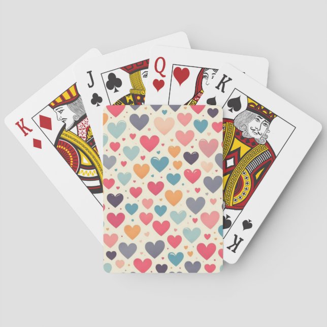 Colourful rainbow hearts Valentines Playing Cards (Back)