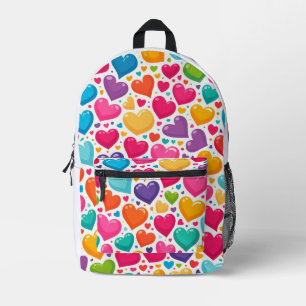 Colourful rainbow hearts Valentines Printed Backpack