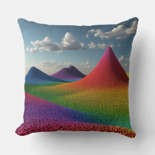 Colourful Rainbow Hills Formed by Tiny Beads Throw Pillow