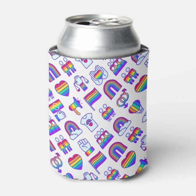 Colourful Rainbow Icon Patterns Can Cooler (Can Front)
