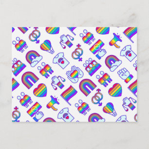 Colourful Rainbow Icon Patterns Holiday Postcard