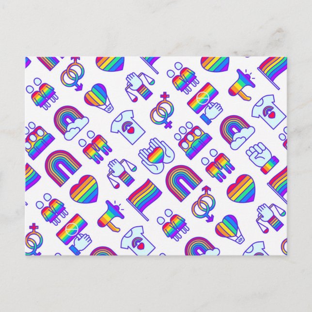 Colourful Rainbow Icon Patterns Holiday Postcard (Front)
