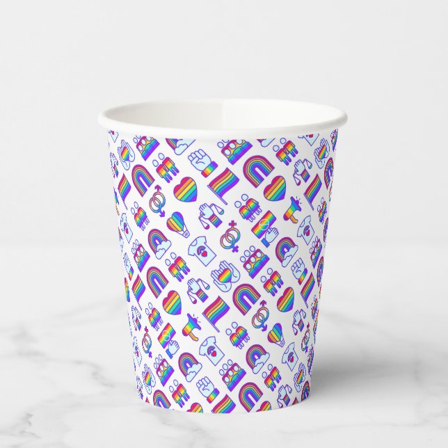 Colourful Rainbow Icon Patterns Paper Cups (Left)