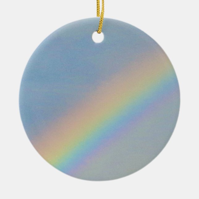 Colourful Rainbow in Blue Sky, Photo Ceramic Ornament (Front)