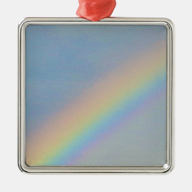 Colourful Rainbow in Blue Sky, Photo Metal Ornament (Front)