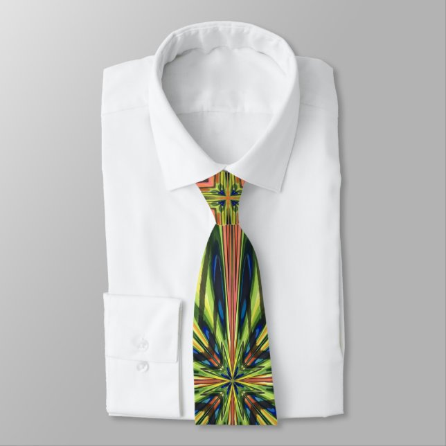 Colourful Rainbow Ink Colours Watercolor Abstract Tie (Tied)