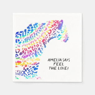 Colourful Rainbow Jaguar Party Paper Plate Napkin