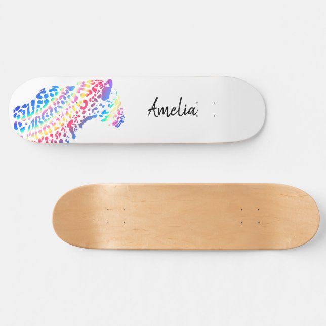 Colourful Rainbow Jaguar  Skateboard (Horz)