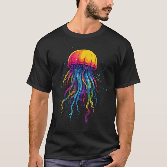 Colourful Rainbow Jellyfish Ocean Lovers Sea Creat T-Shirt (Front)