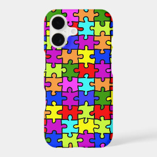 Colourful rainbow jigsaw puzzle pattern