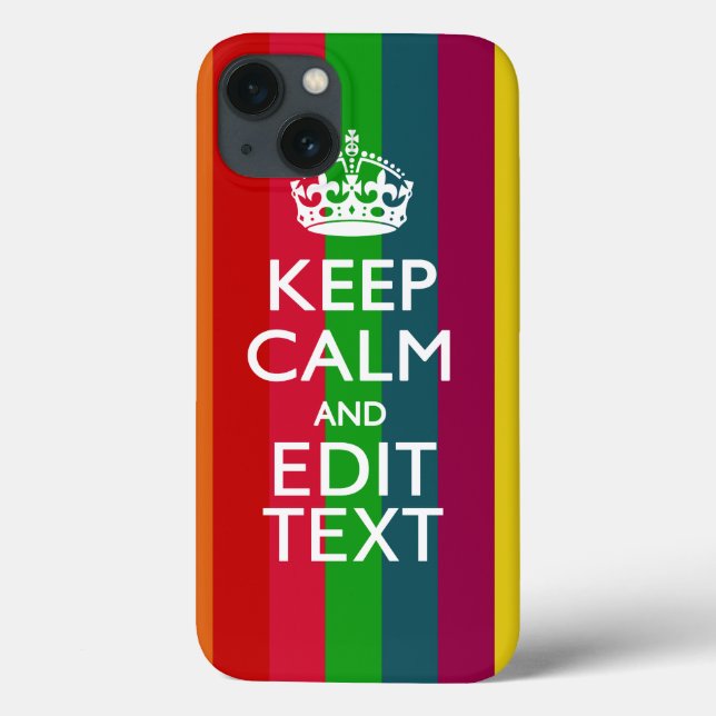 Colourful Rainbow Keep Calm And Your Text Customiz Case-Mate iPhone Case (Back)