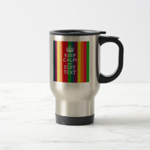 Colourful Rainbow Keep Calm And Your Text Customiz Travel Mug