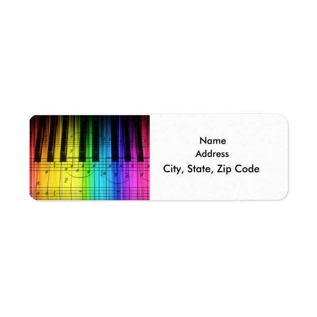 Colourful Rainbow Keyboard Grand Piano Label (Front)