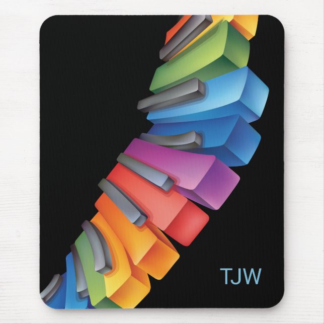 Colourful Rainbow Keyboard with Monogram Mouse Pad (Front)