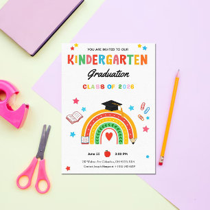 Colourful Rainbow Kindergarten Graduation  Invitation