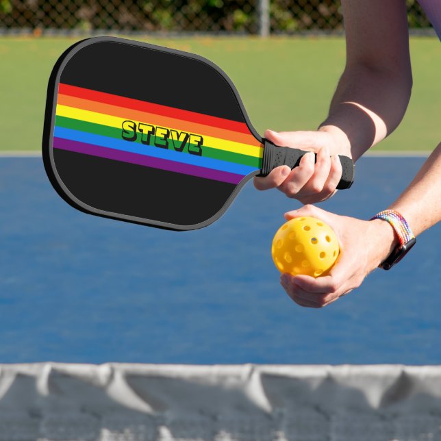 Colourful Rainbow LGBT Gay Pride Personalized Pickleball Paddle (Insitu)