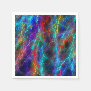 Colourful Rainbow Lightning Storm Napkin
