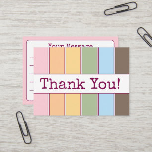 Colourful Rainbow Lined Thank You Note Business Card