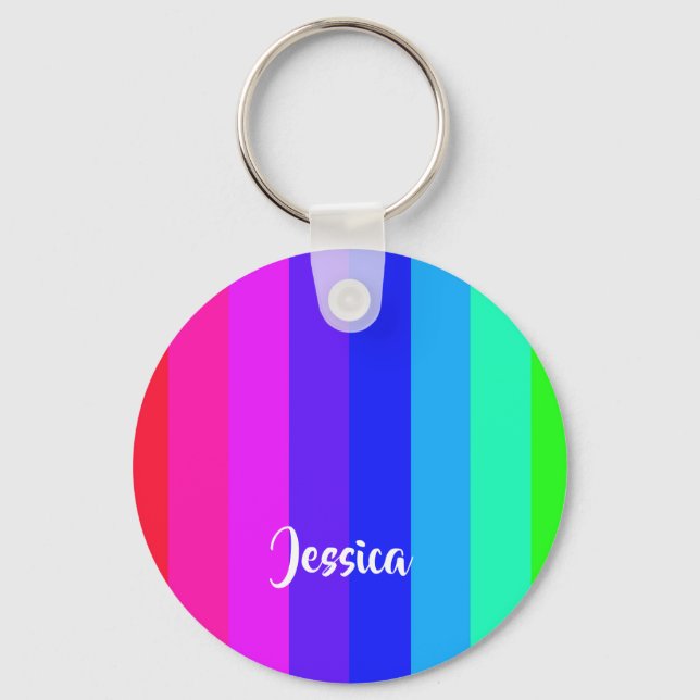 Colourful rainbow lines keychain (Front)