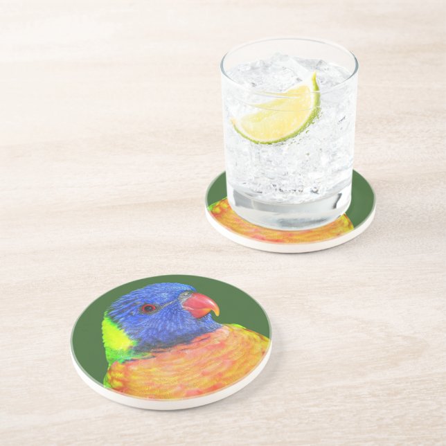 Colourful Rainbow Lorikeet Parrot Coaster (Side)