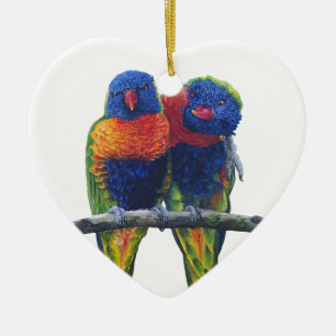 Colourful Rainbow Lorikeets parrots Ceramic Ornament