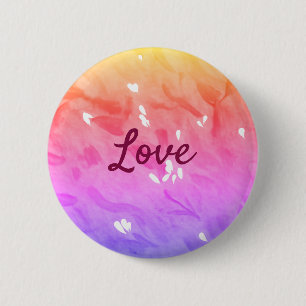 Colourful rainbow love pride lgbtq gay pattern tex 2 inch round button