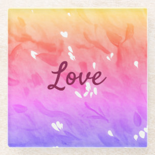 Colourful rainbow love pride lgbtq gay pattern tex glass coaster