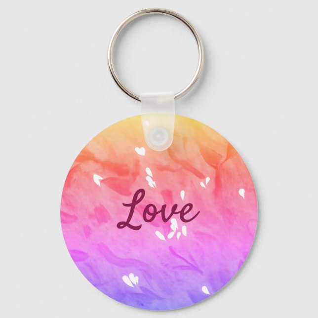 Colourful rainbow love pride lgbtq gay pattern tex keychain (Front)