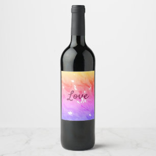 Colourful rainbow love pride lgbtq gay pattern tex wine label