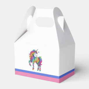 Colourful rainbow magical unicorn favor box